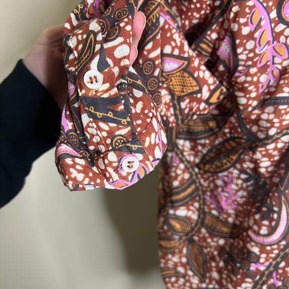 Xirena 2 Piece Set Aimi Top & Iris Skirt Earth Tone Brown Pink Bohemian Peasant - Picture 14 of 14